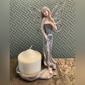 Sparkly Fairy Candle Holder With Removable Butterfly Wings (Taupe/Grey)